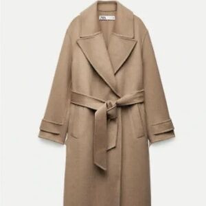 ZARA DOUBLE FACE WOOL COAT ZW COLLECTION DARK CAMEL S 7522/264